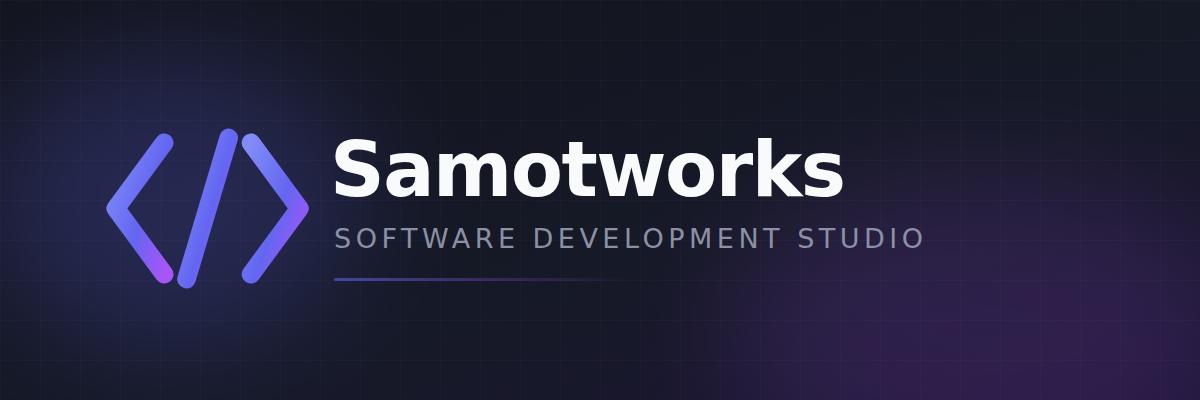 Discovery splash banner for SamotWorks — Plugin & Software Studio Discord server
