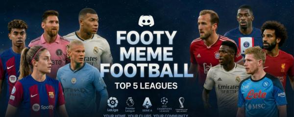 Discovery splash banner for Footy Meme Football Discord server