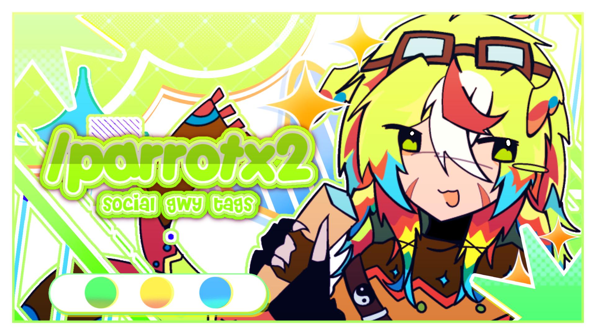 Discovery splash banner for β·γπΌ /parrotx2 ; social, gwys, tags βΏ Discord server