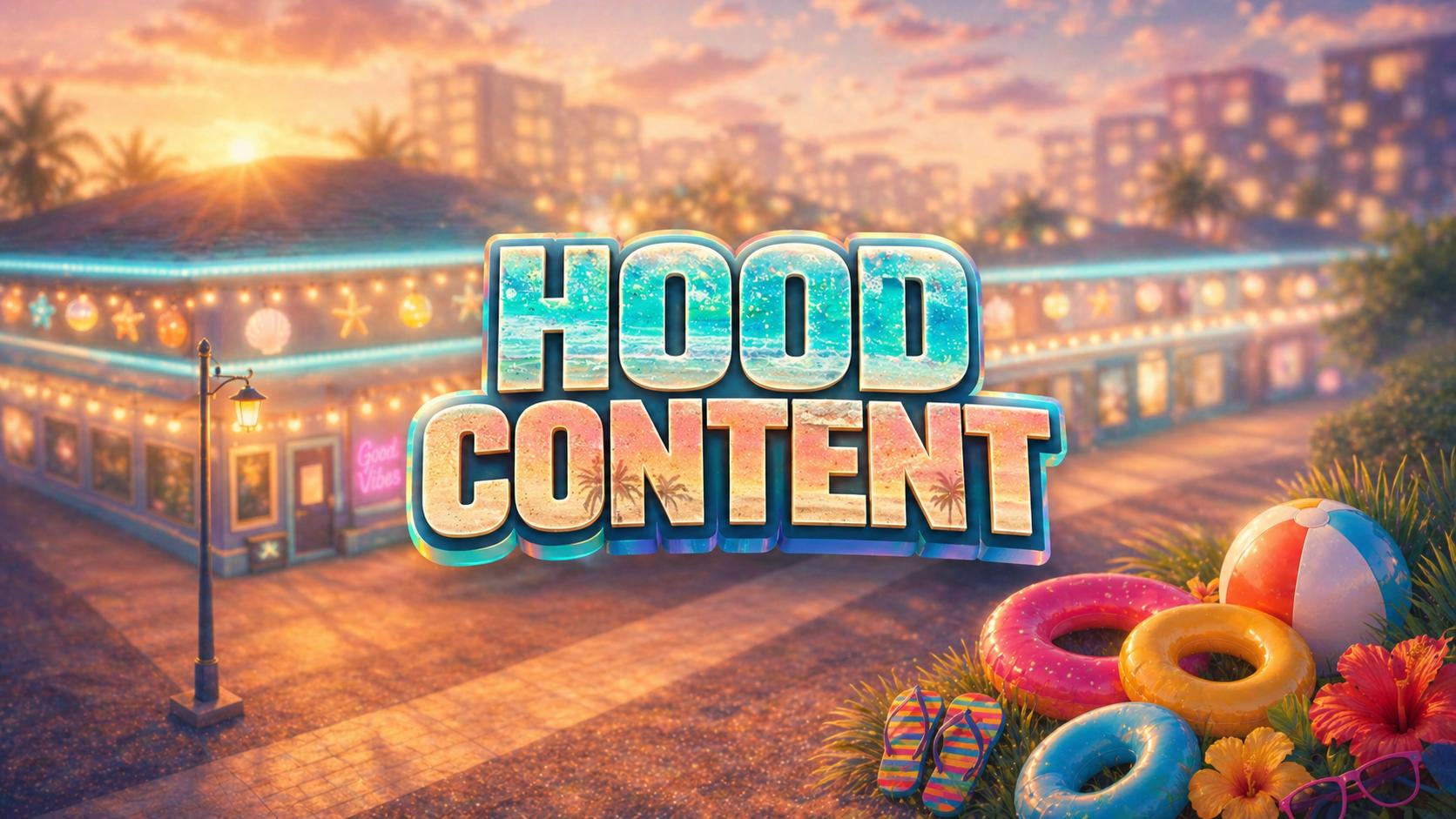 Discovery splash banner for Hood Content Discord server