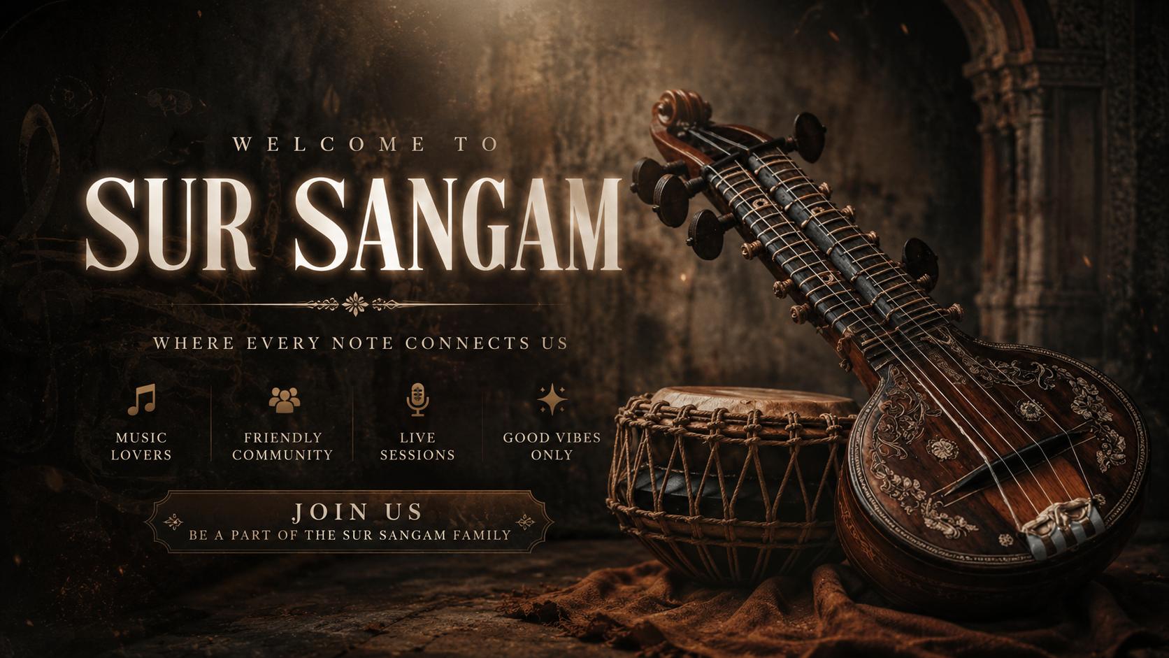 Discovery splash banner for Sur Sangam™ || Chilling Music Community • Global • Active • Vibes Discord server