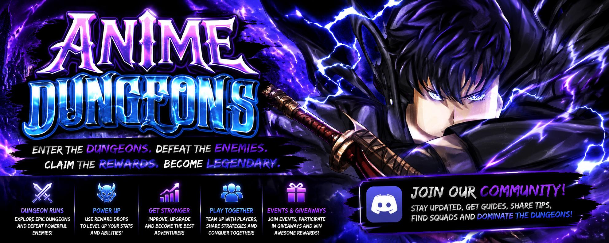 Discovery splash banner for Anime Dungeons Discord server