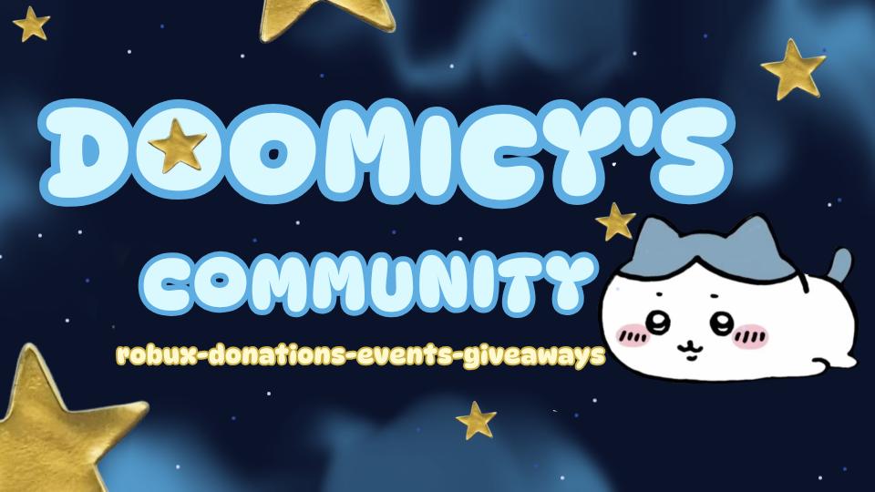 Discovery splash banner for Doomicy's Community | Nitro & Robux Giveaways Discord server