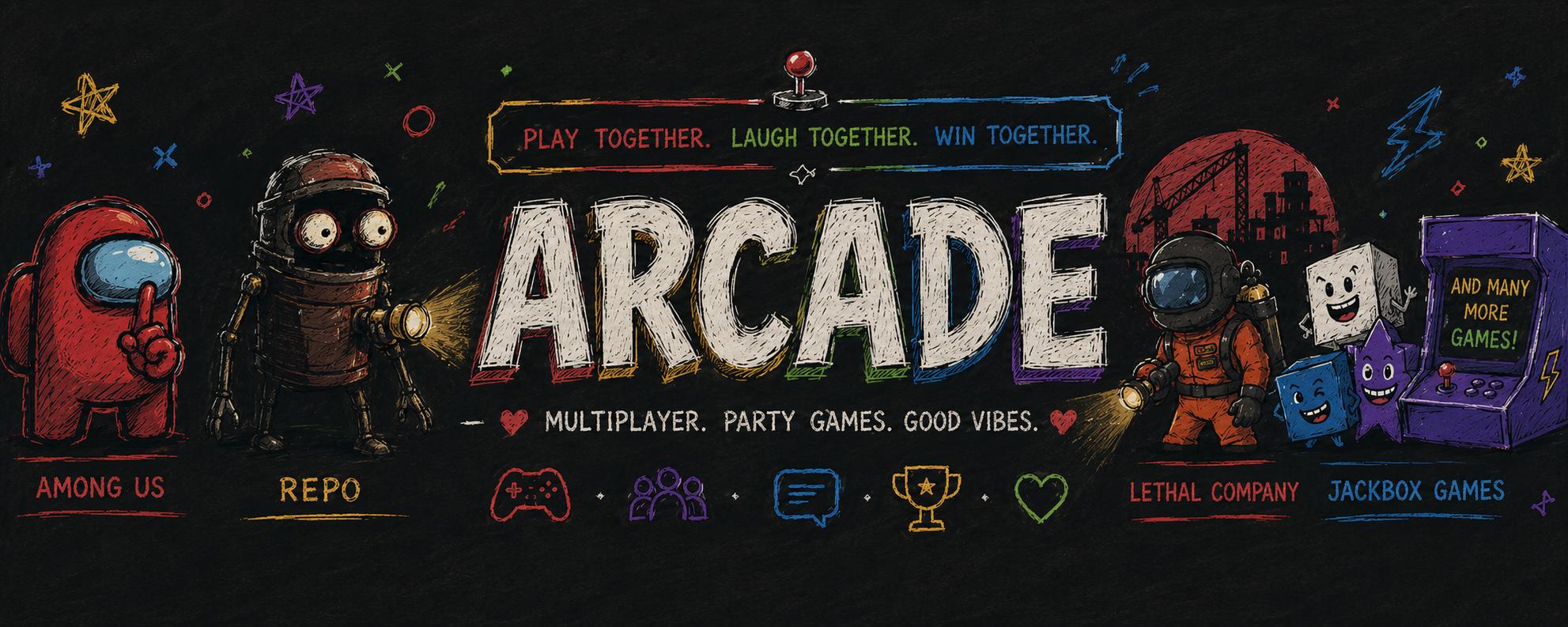 Discovery splash banner for Arcade Discord server