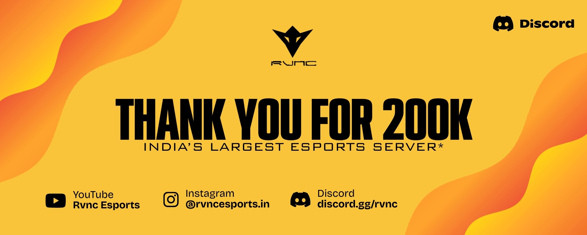 Discovery splash banner for Rvnc Esports 🇮🇳・#229K Discord server